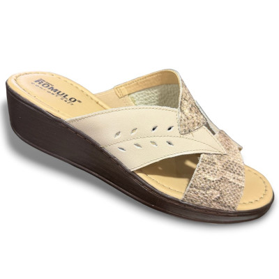 Romulo Sandalia Cuero Almendra Mujer Ref 5958